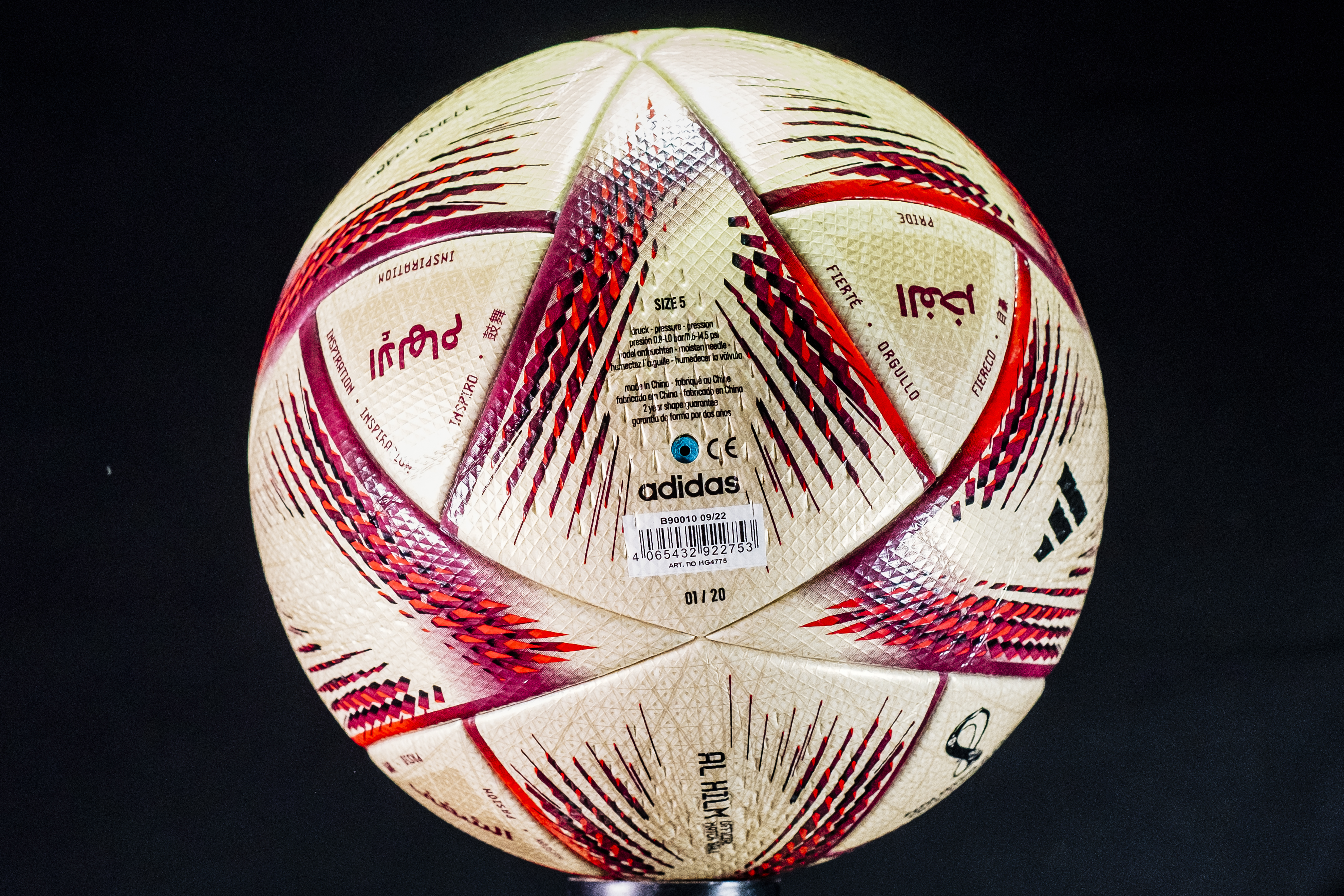 Close-up showing the 01/20 panel marking